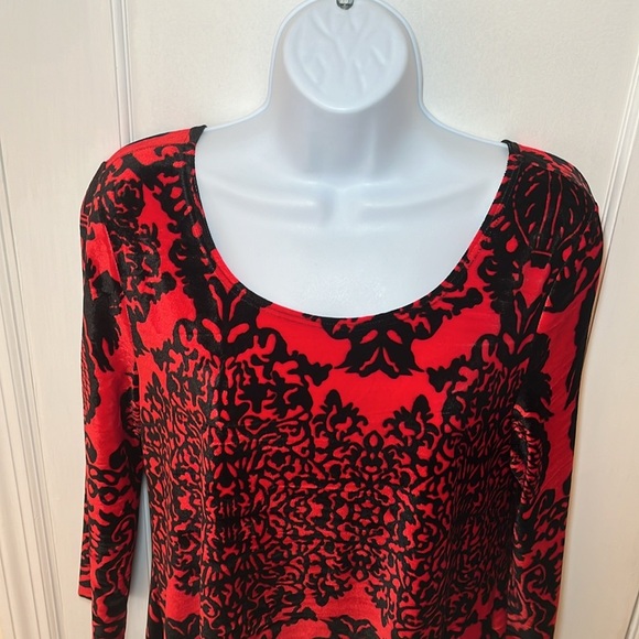 LBISSE Dress Women’s XL Velvety Stretchy Fit & Flare Red Black Boho Party - Picture 5 of 17